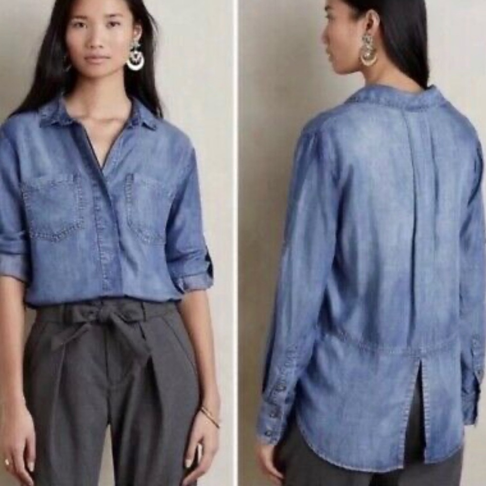 ANTHRO button down with fringe